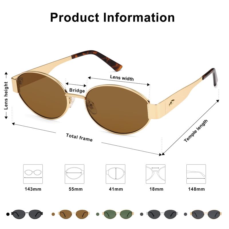 Image of SOJOS Retro Oval Sunglasses for Women Trendy Classic Shades UV400 Protection SJ1256