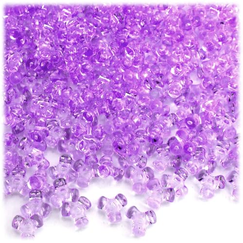 The Crafts Outlet 1,000pc Plastic Transparent Tribeads 10mm Lavender Purple Beads