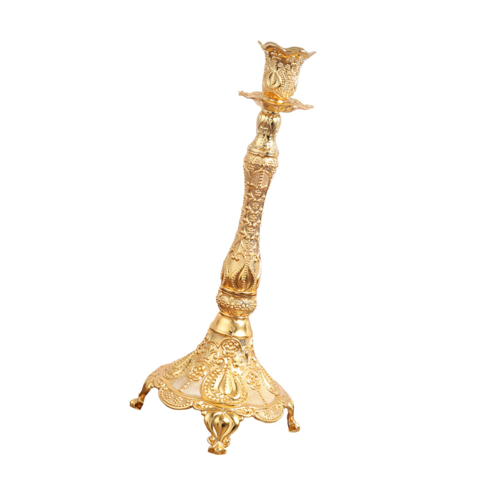 European Gold Metal Holder Candelabra with Intricate Carving Pattern for Romantic Dining or Home Decor Antique Metal Taper Sconces Holder Floral Luxury Sconce