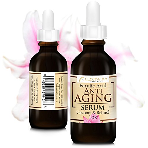 Anti Aging Facial Serum - Retinol + Ferulic Acid + Virgin Coconut Oil Hydrates and Replenishes Skin - From Cleopatra Beauty Care