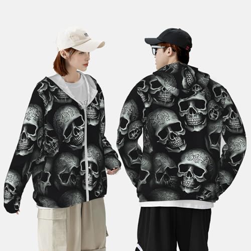 Chaqueta con capucha protección solar negra calavera ligera miniatura 5