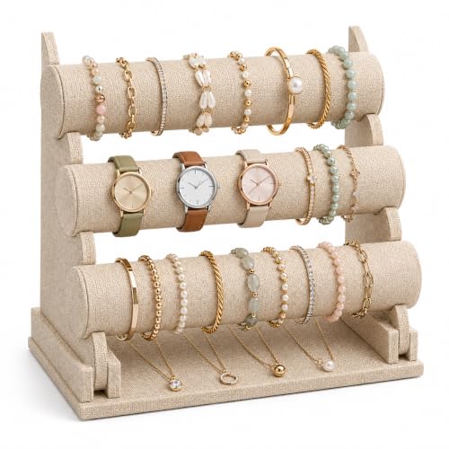 ChezMax 3 Tier Detachable Jewelry Holder for Bracelet Necklace Watch - Linen