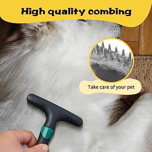 Pet Grooming Brush Carpet Restoration Carpet Rake Hair Cleaner Suitable for Rug and Carpet Undercoat Rake Comb for Dogs and Cats Slicone Handle Deshedding Brush (Green) – Bild 4