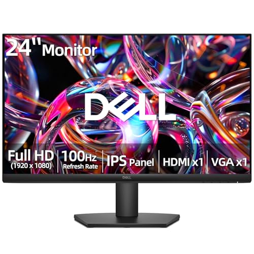 Image of Dell 24 inch Full HD Monitor, IPS Technology, 100Hz Refresh Rate, Comfortview Plus, TUV Rheinland Eye Comfort 3-Star, Ultra-Thin Bezel, HDMI and VGA Connectivity, Tilt Adjustable, VESA Mountable