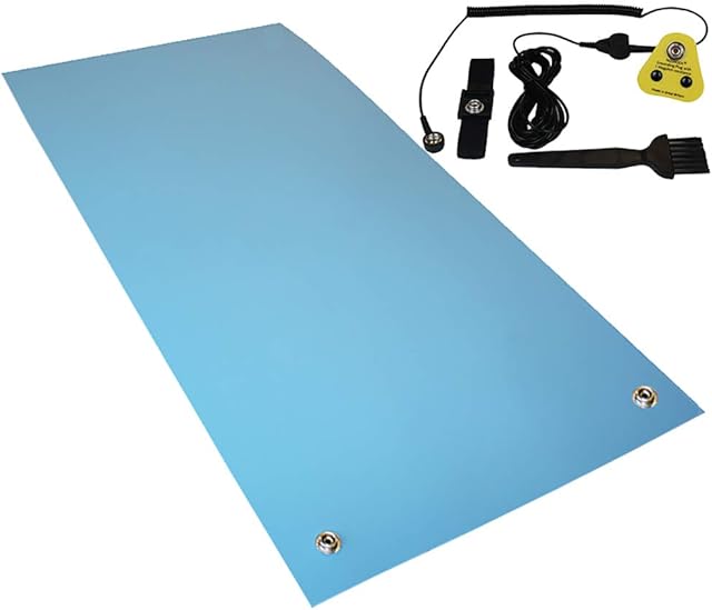 Anti-static ESD Grounding & High Temperature Bench Mat UK Kit  Blue (500x500mm)