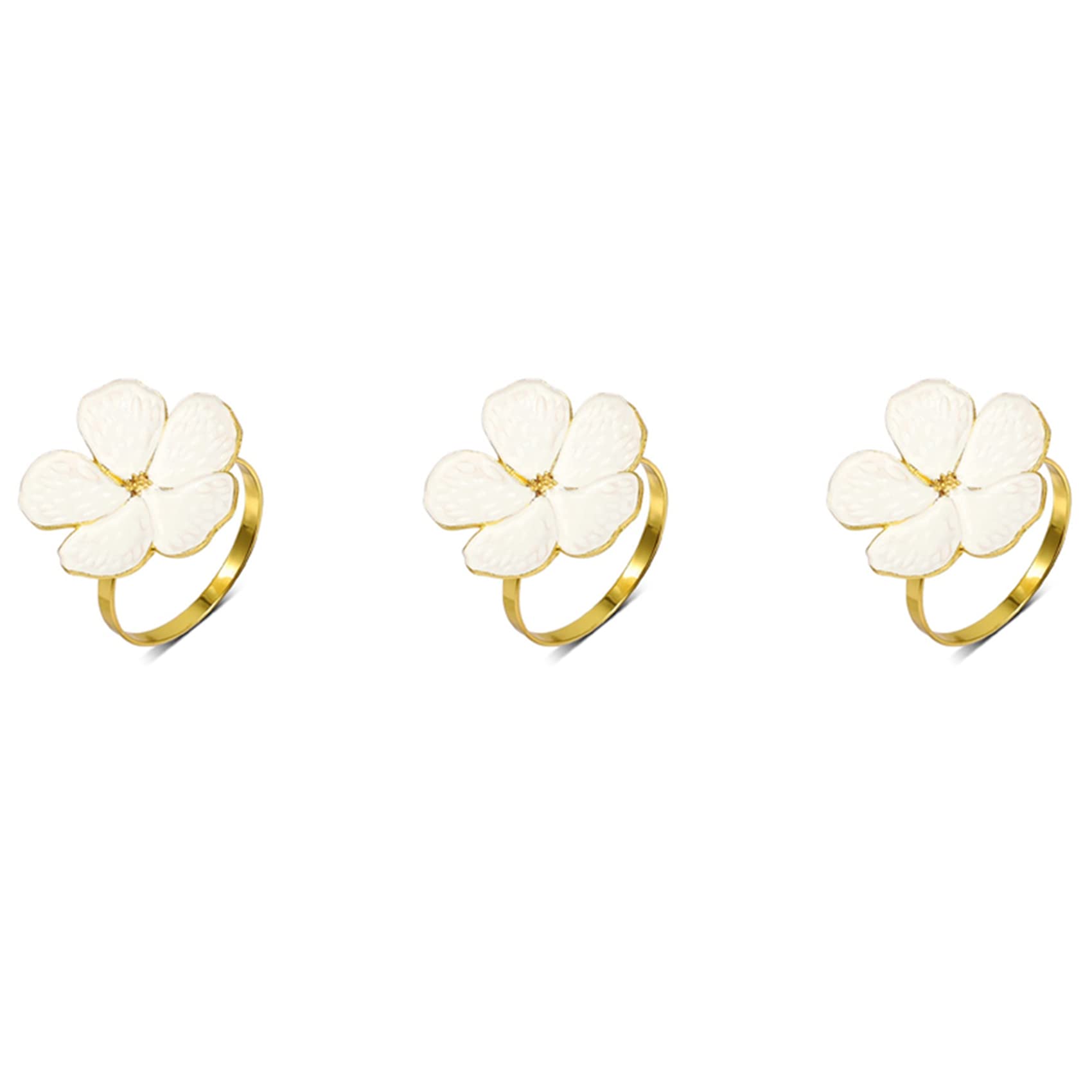 Hndhbfgrt Napkin Rings Set of 18 Napkin Rings Holders White Flowers Napkin Buckles Elegant Napkin Holders for Dinner Table