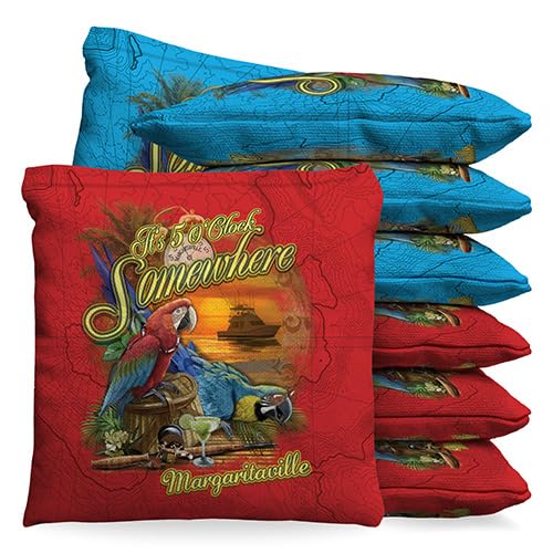 Margaritaville 5 O'Clock Somewhere Sunset 1 LB Cornhole Bean Bag Toss Bags Set (Set of 8) (9.5oz Baggo 2x3 Board Weight)