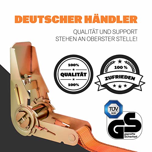 HELDENWERK 4 Stück Spanngurte mit Ratsche in 4m, 5m oder 6m Ratschengurte TÜV/GS Zertifiziert mit Doppelnaht I Zurrgurte wetterfest & robust (4m)