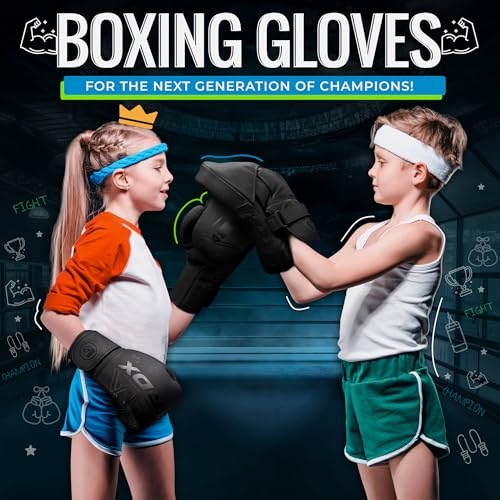 RDX Kinder Boxhandschuhe für Muay Thai Kickboxen Sparring, Maya Hide Leder Kara Junior Boxing Gloves, Sandsack Boxsack Punchinghandschuhe, Kickboxhandschuhe MMA Kampfsport 6oz 8oz