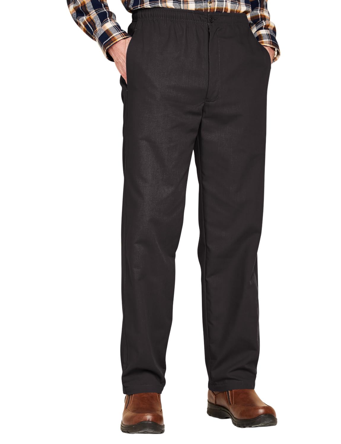 Chums Men's Fleece-Lined Elasticated Thermal Trousers Adjustable Drawcord & Comfort Waist Versatile for Work, Leisure, Indoor & Outdoor Activities Black 44W / 29L
