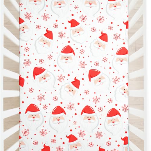 Image of JISEN Christmas Fitted Crib Sheets for Boys Girls 52x28 Inch Santa Claus