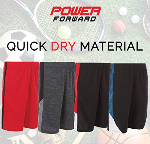 Power Forward 4 Pack: Boys Youth Athletic Active Performance Sports Workout Basketball Lightweight Gym Shorts4