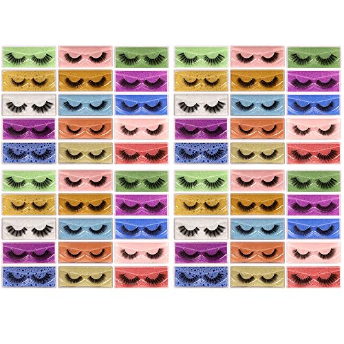 False Eyelashes 60 Pairs Fake Lashes Thick Volume Handmade Faux Mink Lashes 3D Eyelashes Wholesale Lashes Pack