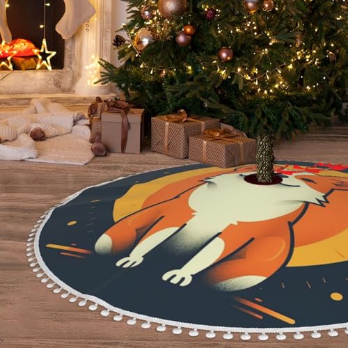 Jupe de sapin de Noël Corgi 121cm avec pompons pour décoration rustique - 7