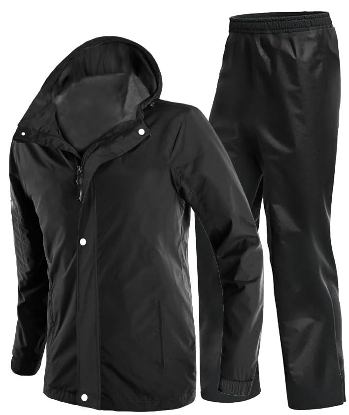 Image of Mens Raincoat Suit with Pant Set Vivaure Series | Waterproof Lightweight Breathable Rain Wear | Strong Stitching, Elastic Cuff & Waterproof Zipper Raincoat for men waterproof