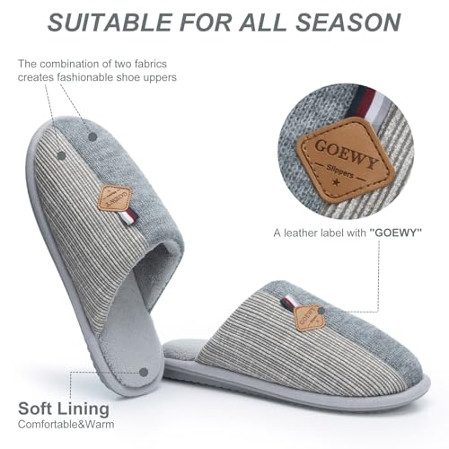 Image of GOEWY Mens Two-Tone House Slippers with Memory Foam Cozy Warm Slip On House Shoes for Indoor Outdoor Gifts for Men Him Dad
