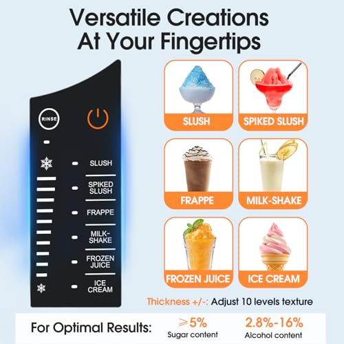 Image of VECYS 6-in-1 Slushie Machine & Frozen Drink Maker for Home, with Medical-Grade High-Impact Jar (BPA-Free), 10 Level Texture Control, 60-Min Fast Freeze, 50.7 fl oz, Grey