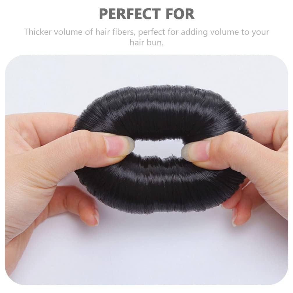 Miss Lirenn® 02 PCS Donut Bun Cushions, Wig Winder Hair Bun Maker Set, Hair Styling Hairstyle Aid Set, Doughnuts Bun Bun Suitable for Women and Girls, 7 cm Diameter (Black Color) (Black) - Image 4 thumbnail