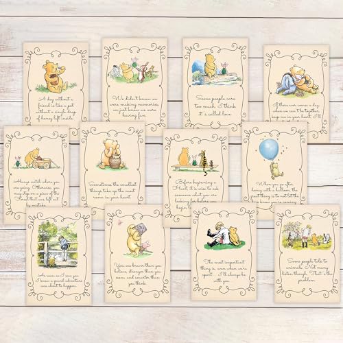 12Pcs Winnie Centerpieces for Baby Shower Decorations Classic Quotes Table Sign Decor 5 * 7inche