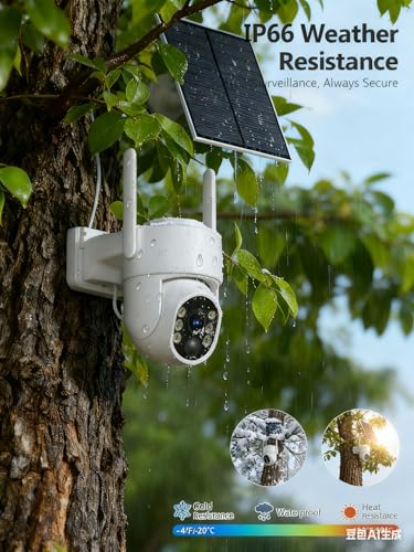 Image of Gianteye 4G LTE Cellular Solar Security Cameras Wireless Outdoor, No WiFi Solar & Battery Powered Outdoor Security Camera, 2K Color Night Vision, Human Detection, Built in TF /SIM Card