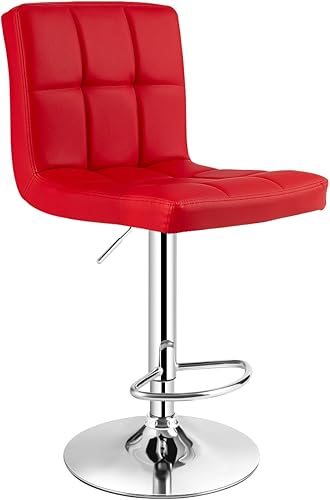 GOFLAME Taburete de bar, silla de bar de piel sintética con altura ajustable, asiento giratorio de 360, reposapiés y base de metal antideslizante,