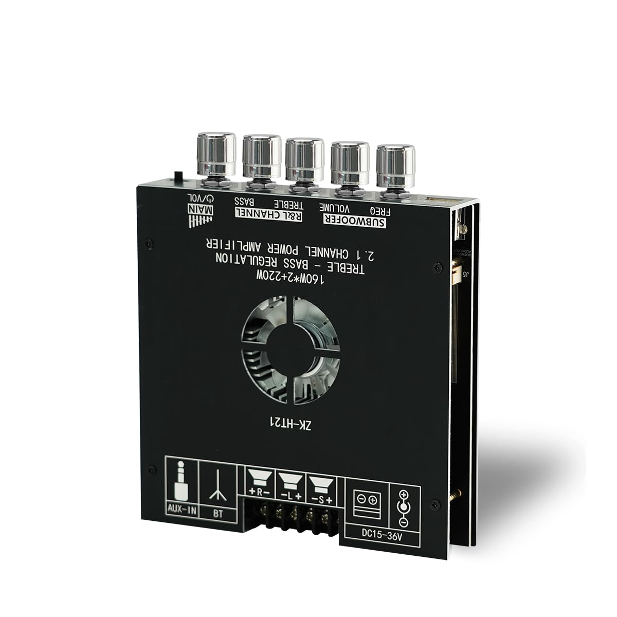 Bluetooth Digital Amplifier Board, 160W×2+220W Subwoofer 2.1 Channel Audio Receiver Power Amplifier Module with Treble and Bass Control for DIY Speakers-HT21