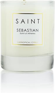 Sebastian Scented Votive Candle with Prayer and Prayer Coin, Saint of Athletes, Soy Coconut Aromatherapy Candle with 15 Hour Burn Time