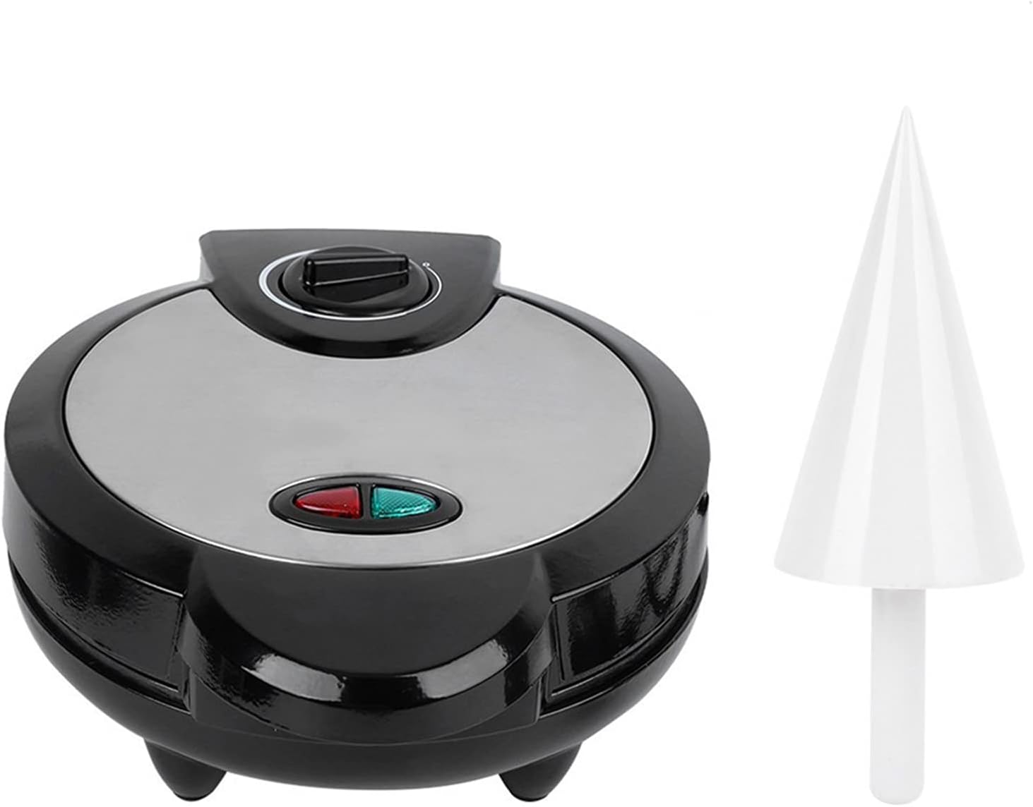 Morelian 1200W Electric Ice Cream Cone Maker With Roller Waffle Cone and Bowl Maker Nonstick Waffle Baking Iron Machine Stainless Steel Housing for Home Breakfast