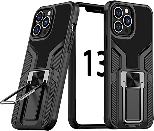 Coque iPhone 13 antichoc noire avec anneau support magnétique