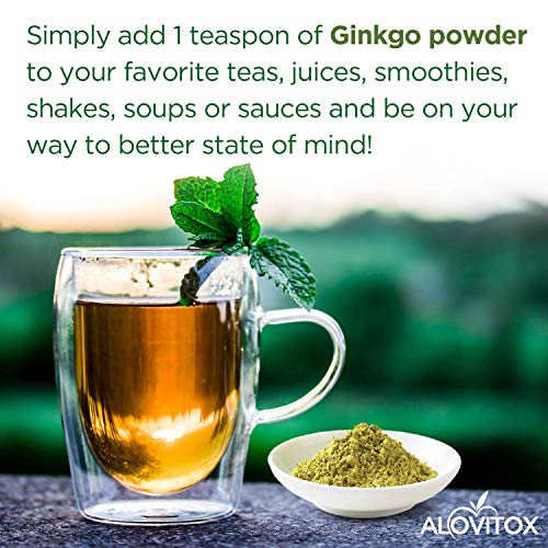 Ginkgo Biloba Leaf Powder 8Oz - Ginkgo Biloba Tea Supports Healthy Aging, Memory, Focus, Mood & Concentration - 100% Natural Ginko Leaf Extract, Vegan, Non Gmo & Certified Organic Ginkgo Leaf Powder #TOP4