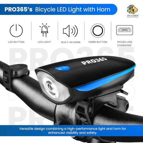Image of PRO365 Bike Seat Cushion with Memory Foam, Waterproof Cover & Reflective Strip | USB Rechargeable LED Front Light with Loud Bell & 3 Modes | Universal Fit for Bicycles