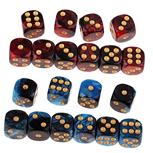 Yiotfandoll 20Pcs Polyhedral Dice D6 Dice 16Mm Acrylic 6 Sided Dice Game Dice For Rpg Mtg Dnd Dice Table Games (Blue Black And Red Black) #TOP7