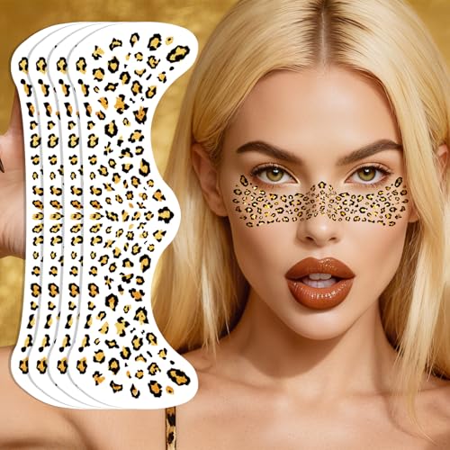 Ovasorve Cheetah Freckles Face Tattoo - Wild Spot & Savage Glamour Temporary Tattoos | Waterproof Leopard Print Fake Freckles for Music Festival Halloween Costume Party Makeup (8 Sheets)