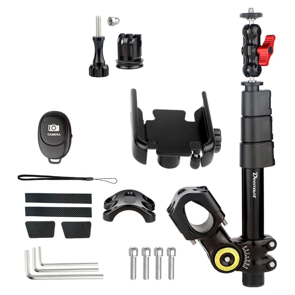 Kit per selfie, in lega, per manubrio bici, rotazione a 360° | Lega di alluminio CNC, rotazione a 360 gradi, forte resistenza al vento, stabilità robusta, adatta a barre rotonde