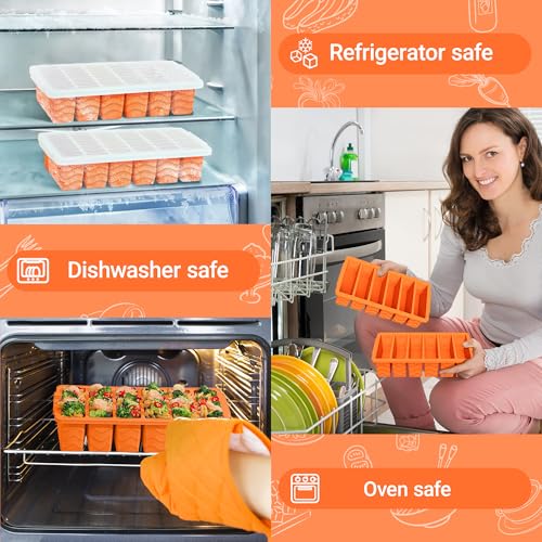 Image of 1 /2 Cup Silicone Freezer Molds with Lid, 2-Pack Silicone Freezer Trays for Soup, Sauce & Broth - Meal Prep Containers, Large Ice Cube Tray, Oven & Dishwasher Safe