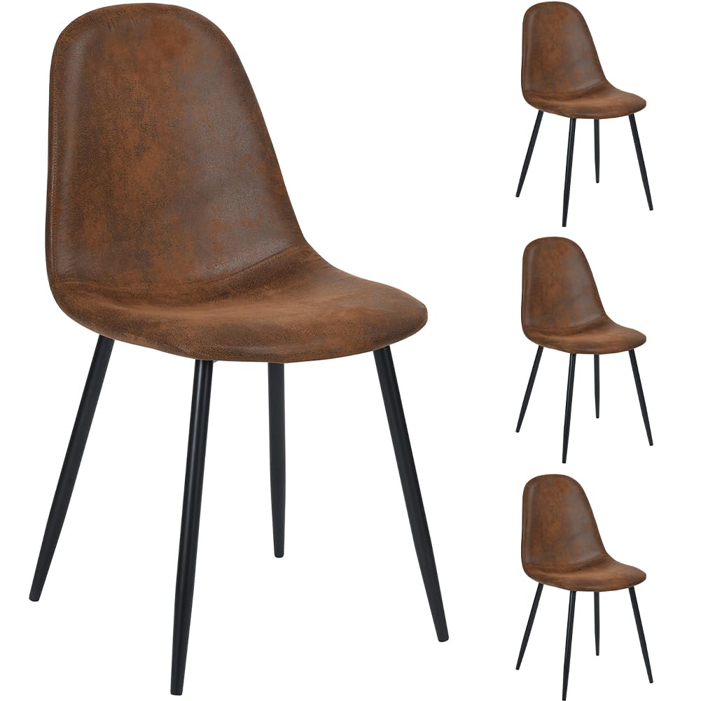 Shally Dogan Zestaw 4 krzeseł do jadalni, czarne stalowe nóżki, miękkie siedzisko, ergonomiczne krzesło skandynawskie wzornictwo, idealny fotel do pokoju dziecięcego, kuchni, biura, tapicerki