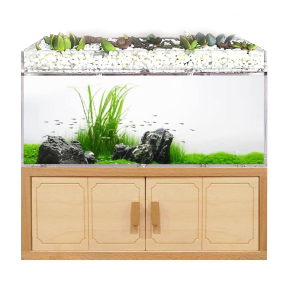Betta Fish Tank Aquarium Kit Acrylic Material Separate Filter Box Mini Desktop Small Fish Tank with Water Pump Self Filtering Circulation Ecosystem,for Betta Fish and Guppies (Brown)