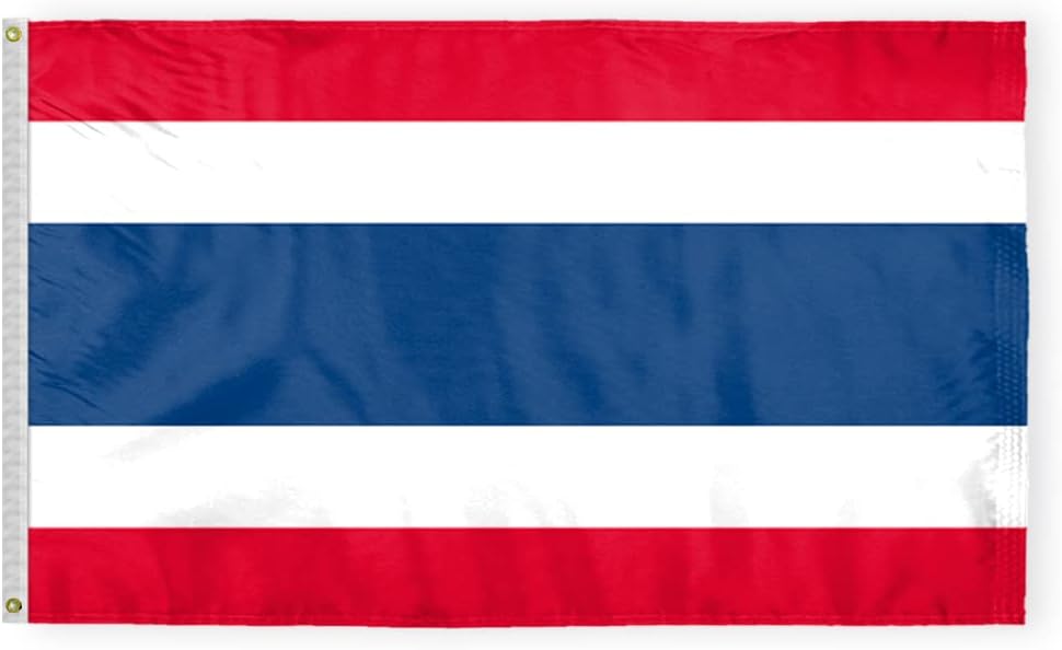 AGAS Thailand Flag 2x3 ft Outdoor 200D Nylon Double Stitched Hem Never Rust Brass Grommets Canvas Header Thai Flag