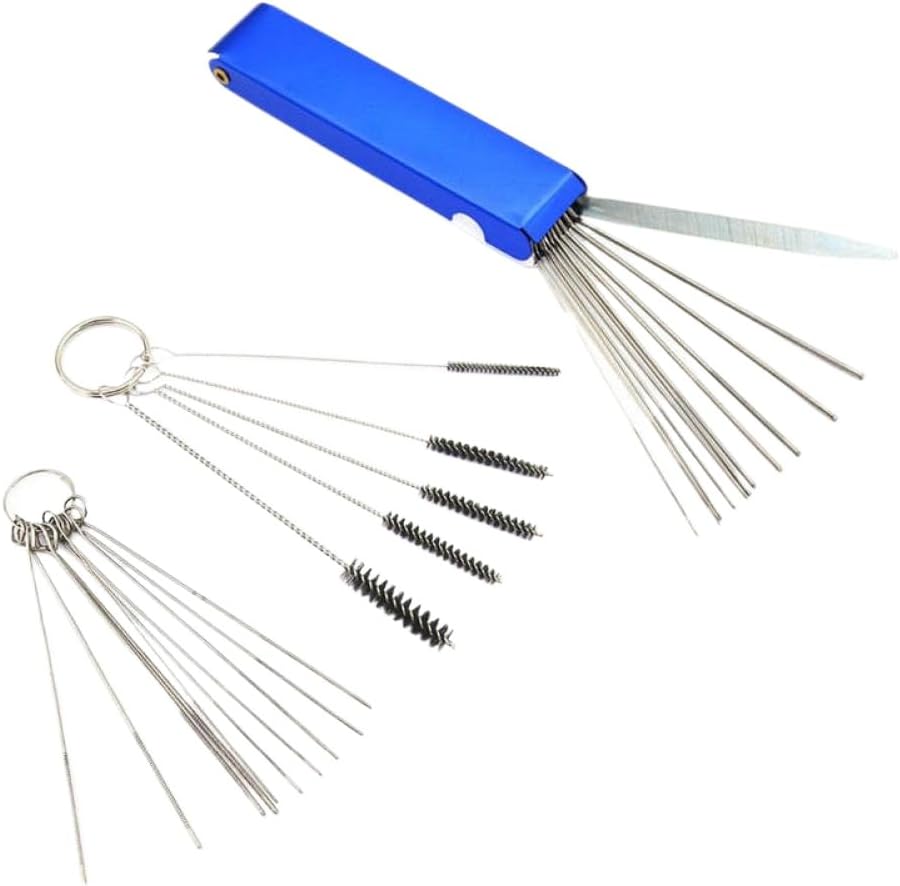 Carburetor Cleaning Tool with Carbon Removal Brushes Needles and Wire Cleaner Kit Compatible with Car Motorcycle Moped Scooter ATV(Needles Brushes)