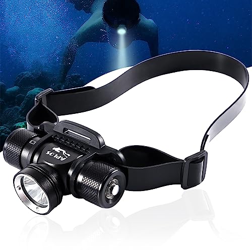 APLOS HP900 Diving Swimming Headlamp - 3000 Lumens Diving LED Head Torch, 5 Modes IP68 Waterproof Diving Head Torch Super Bright for Swimming Diving