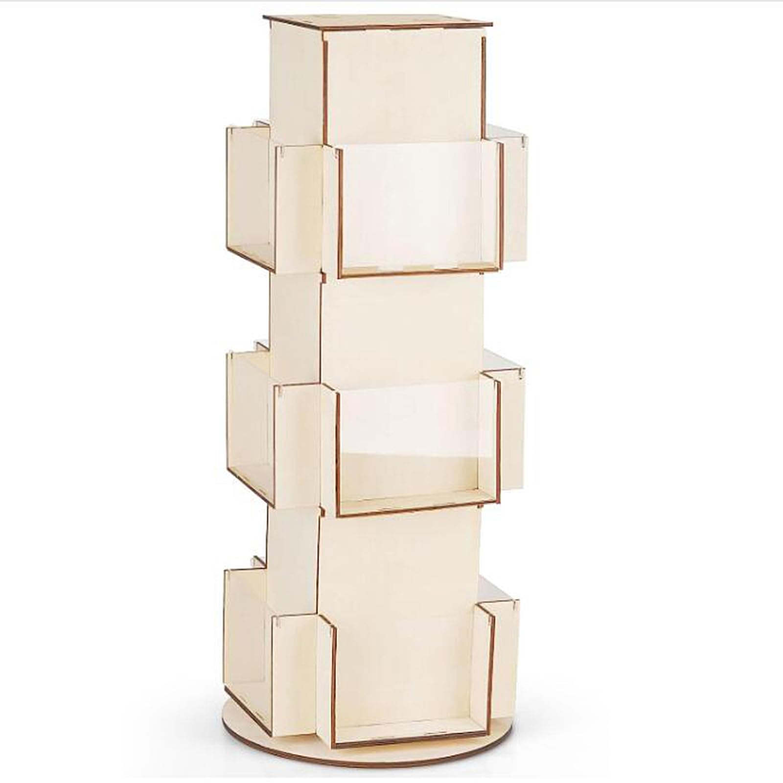 Natheeph Wooden Card Display Rotating Display Stand, 3 Tier Trading Card Display Stand, Greeting Card Display Stand for Vendors Card Collectors, Showing Sports Card, Brochure, Postcards, Sticker