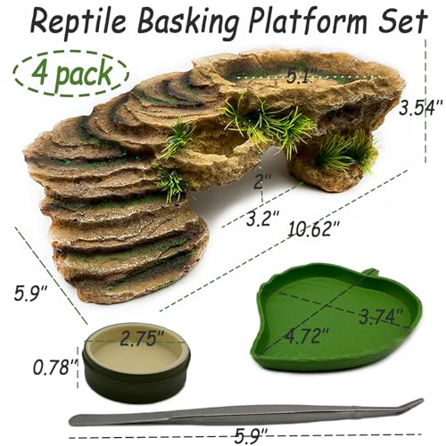 Turtle Basking Platform Kit - 4 Small Rock Ramps for Lizards and Reptiles