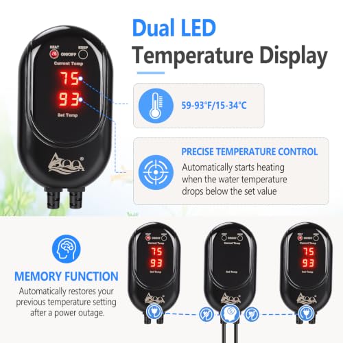 Image of AQQA Submersible Aquarium Heater with Dual Display & Safety Protection 300W