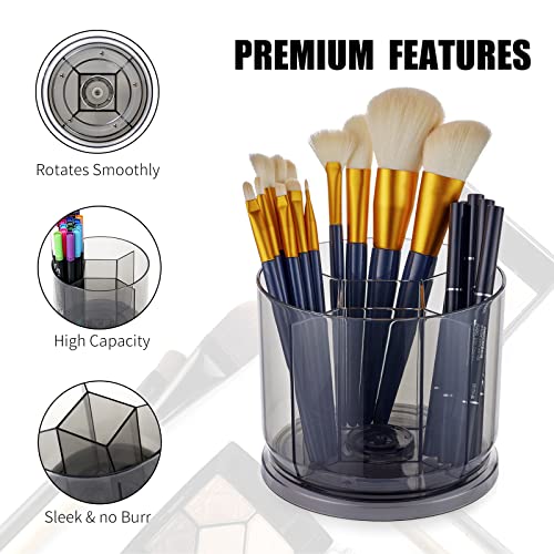 Makeup Brush Holder Organizer -Rotating 360° Clear Storage Cup Containers for Vanity Desk, Countertop - Image 4
