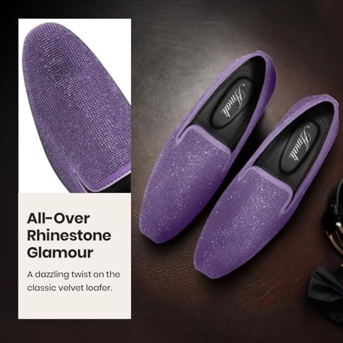 Image of Amali Men's Embellished Velvet Tuxedo Loafers, Smoking Slippers