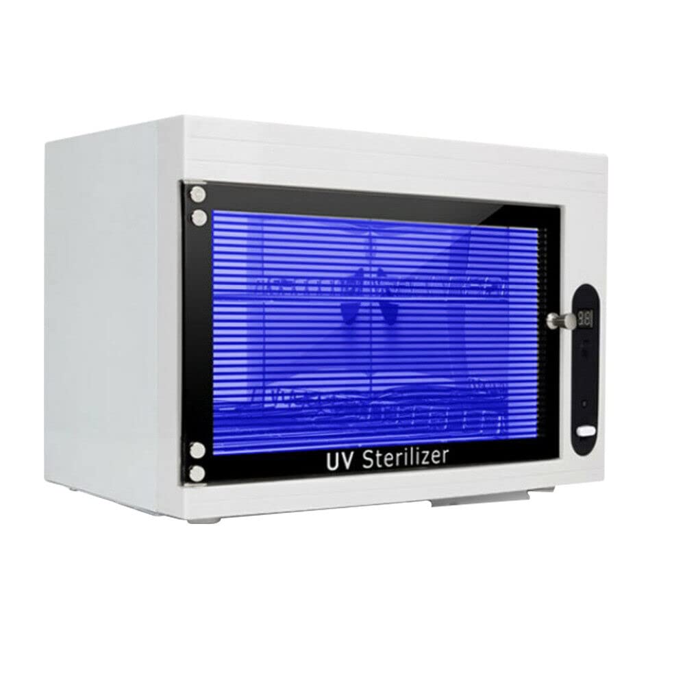 Armadio disinfettante UV, sterilizzatore a LED, 10 l, sterilizzatore per scaldasciugamani, strumenti per manicure, salone e asciugamani, 6 W, con timer, bianco