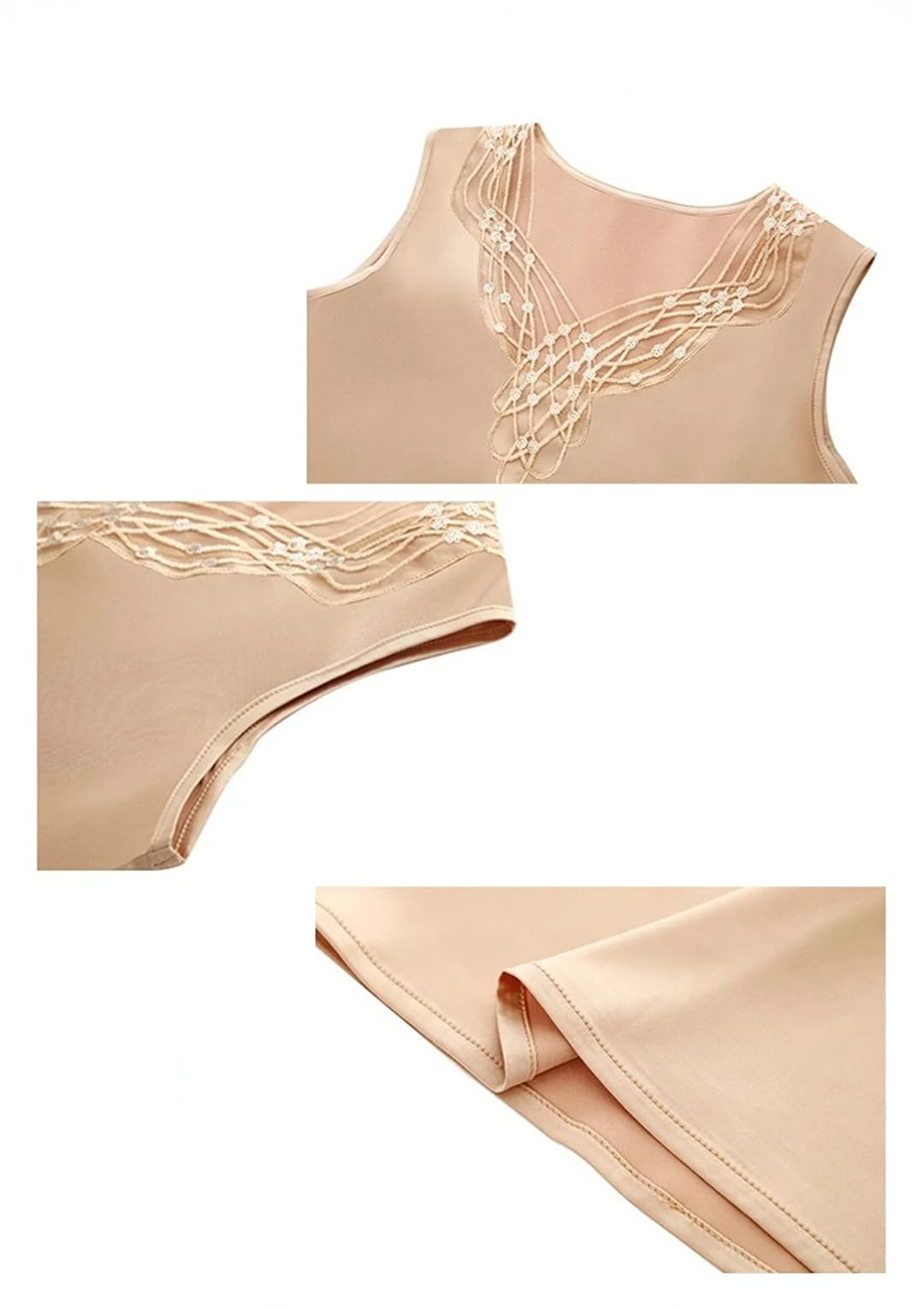 Camicie da donna senza maniche in seta estiva allentata casual in raso top tinta unita scollo