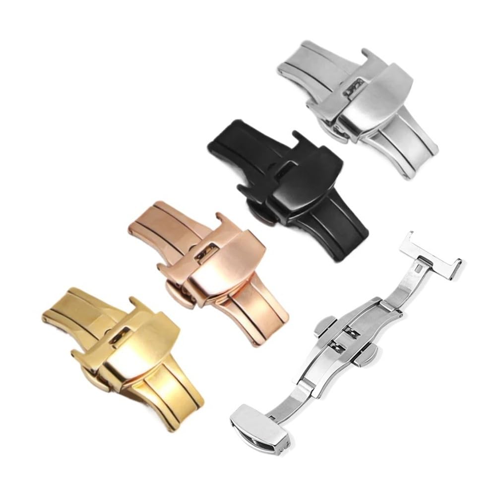Boucle Papillon en Acier Inoxydable, Bouton Poli Mat, Boucles de Bracelet de Montre 16/18/20/22mm, Accessoires de Fermoir