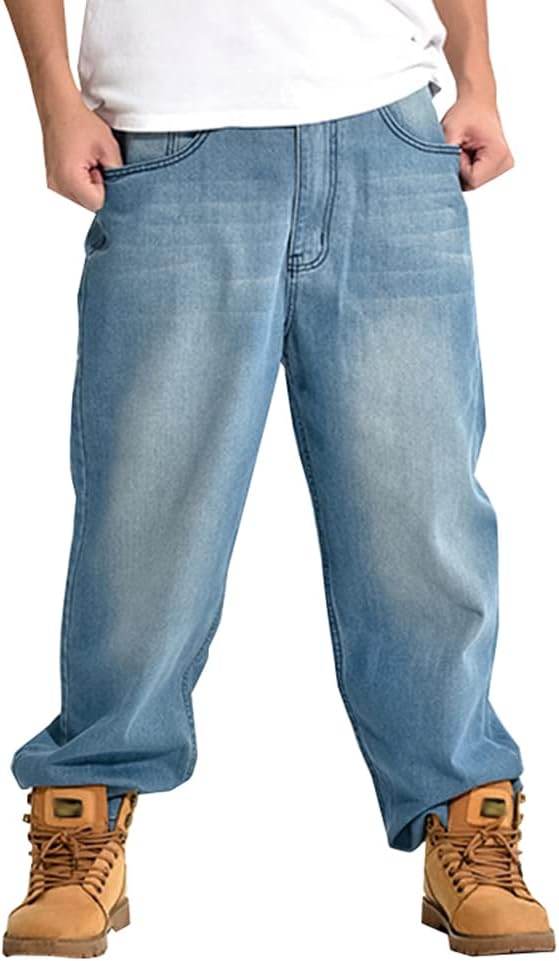 DD826 Men's Denim Baggy Pants, Wide Jeans, Thick, Loose, Dowel Pants, Thick, Loose, Large Size