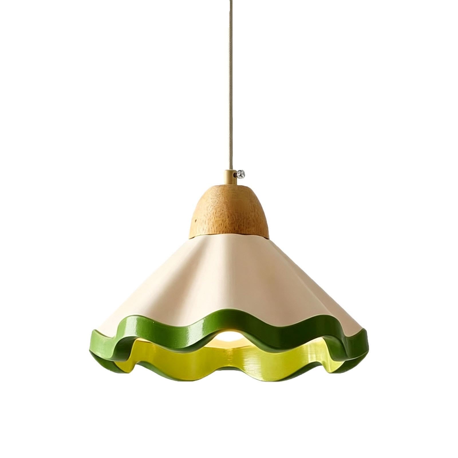 Lampada a sospensione con paralume in resina verde Wave Edge